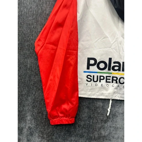 Polaroid Windbreaker Jacket Men Medium Multicolor Supercolor Hooded Drawcord Hem - Picture 13 of 16